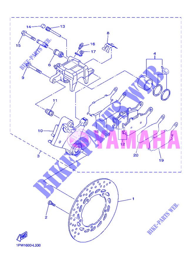REAR BRAKE CALIPER for Yamaha DIVERSION 600 2013