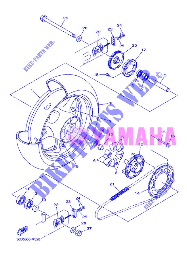 REAR WHEEL for Yamaha DIVERSION 600 ABS 2013