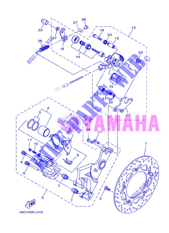 REAR BRAKE CALIPER for Yamaha XP500 2013