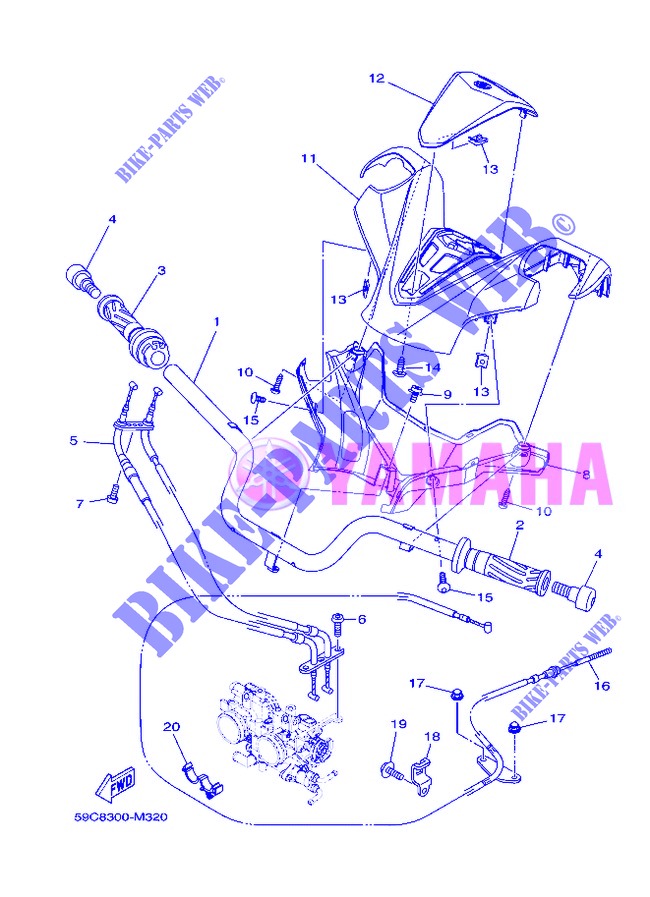 HANDLEBAR & CABLES for Yamaha XP500 2013