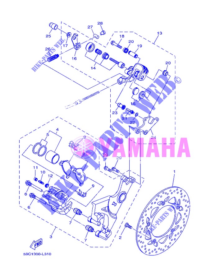 REAR BRAKE CALIPER for Yamaha XP500 2013