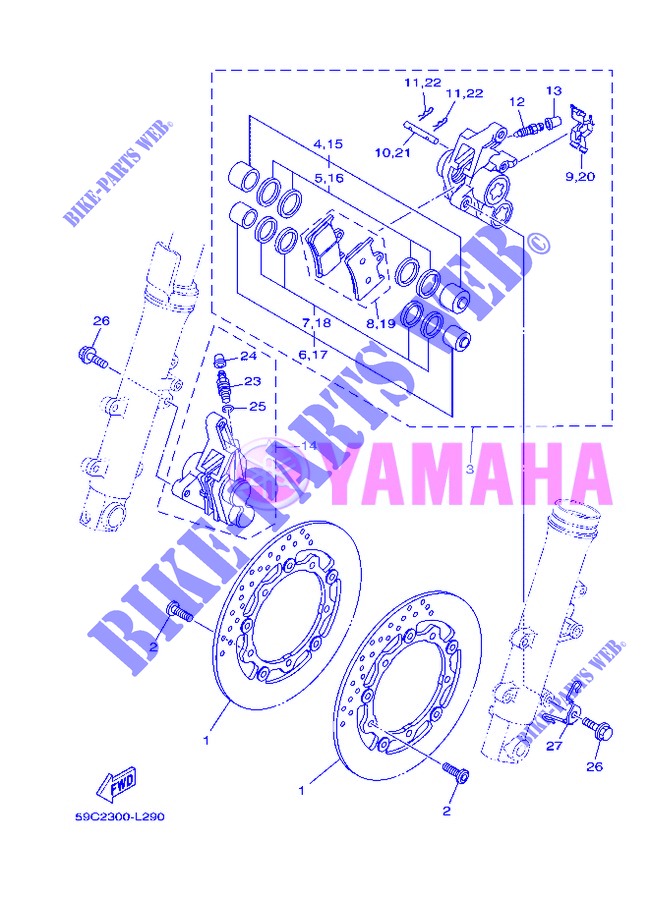 FRONT BRAKE CALIPER for Yamaha XP500A 2013