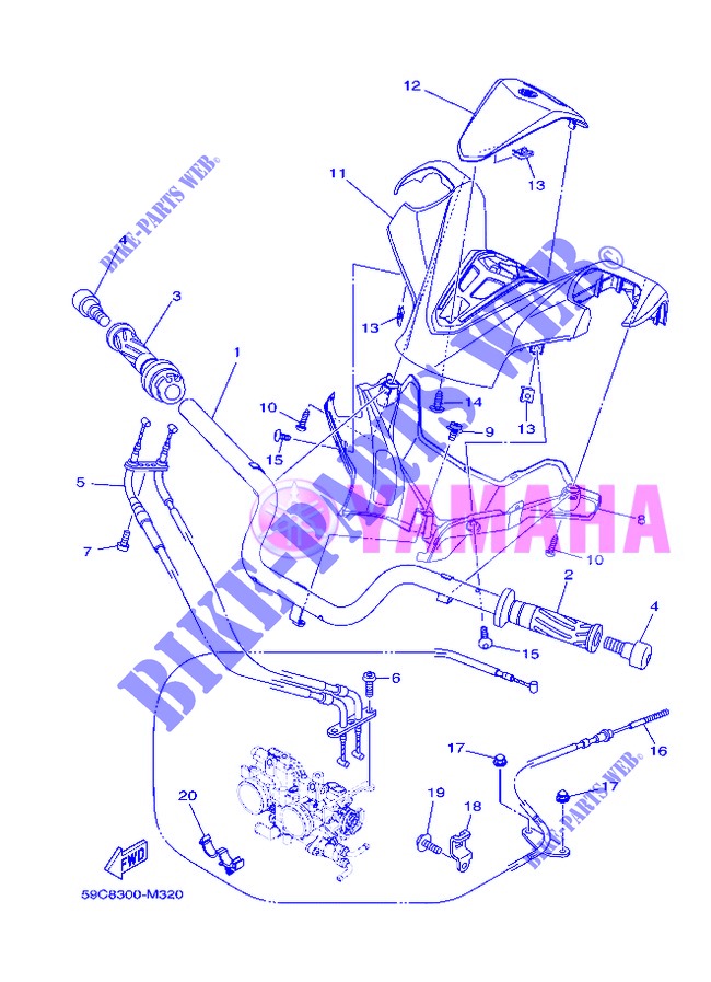 HANDLEBAR & CABLES for Yamaha XP500A 2013