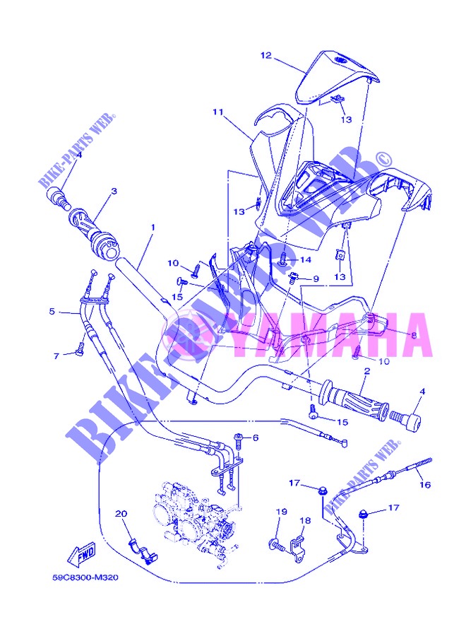 HANDLEBAR & CABLES for Yamaha XP500A 2013