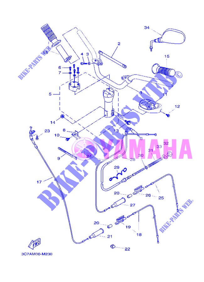 HANDLEBAR & CABLES for Yamaha EW50N 2013
