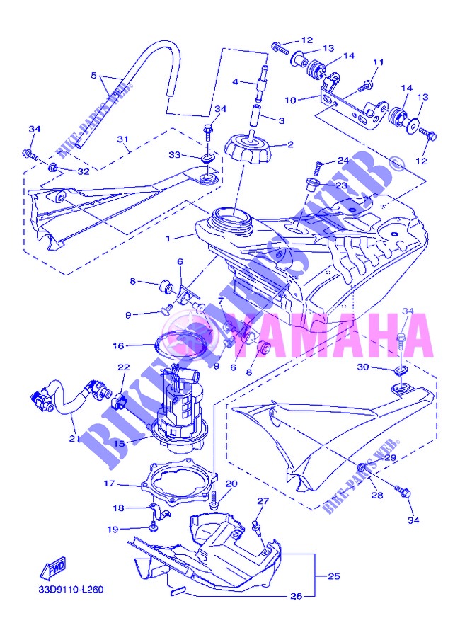 FUEL TANK for Yamaha YZ450F 2013