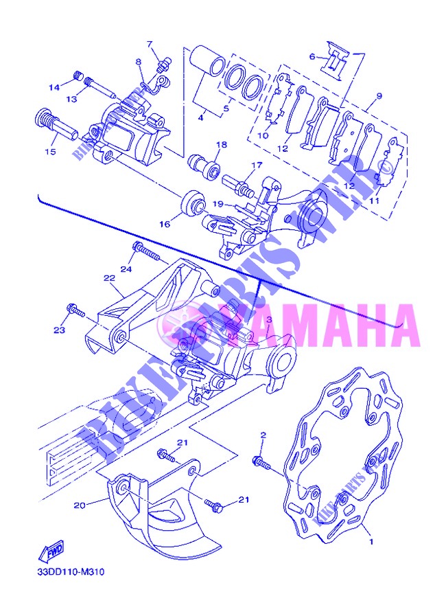 REAR BRAKE CALIPER for Yamaha YZ450F 2013