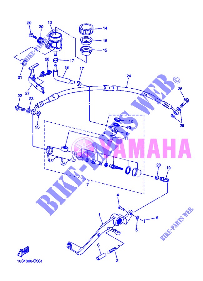 REAR BRAKE MASTER CYLINDER for Yamaha YZF-R6 2013