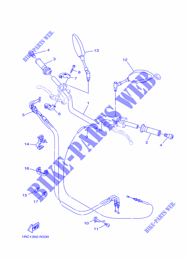 HANDLEBAR & CABLES for Yamaha MT09 2014
