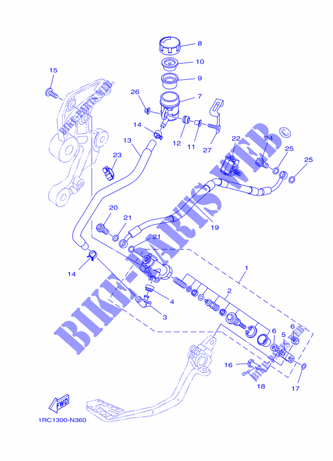 REAR BRAKE MASTER CYLINDER for Yamaha MT09 2014