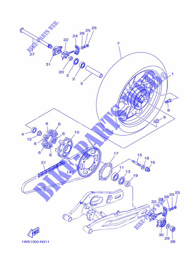 REAR WHEEL for Yamaha MT07 2014