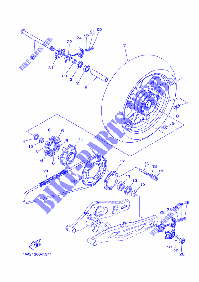 REAR WHEEL for Yamaha MT07A 2014