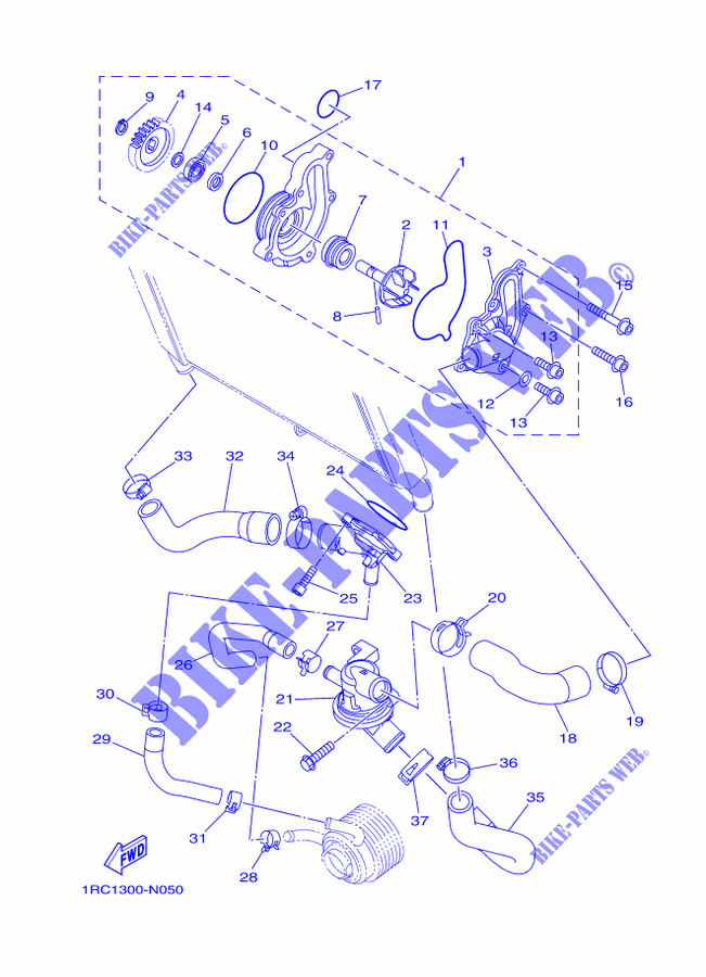 WATERPUMP / HOSES for Yamaha MT09A 2014