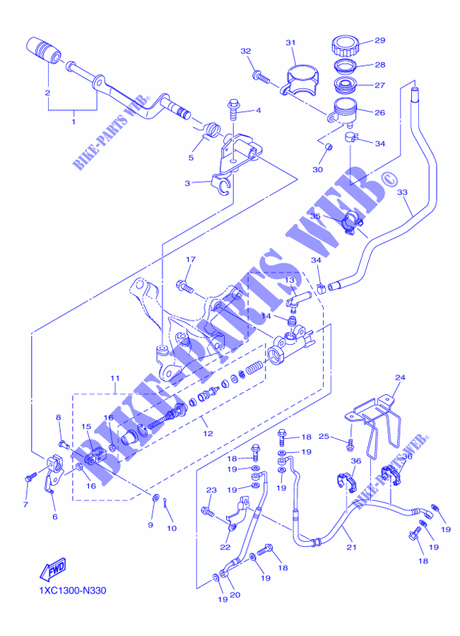 REAR BRAKE MASTER CYLINDER for Yamaha XV950R - XVS950CU 2014
