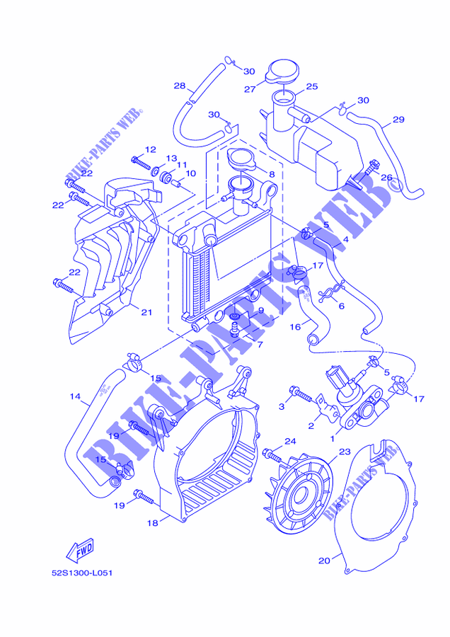 RADIATOR / HOSES for Yamaha HW151 2014