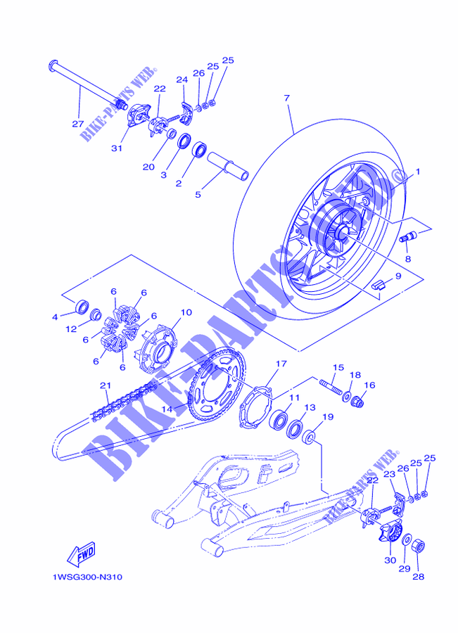 REAR WHEEL for Yamaha MT07A 2015