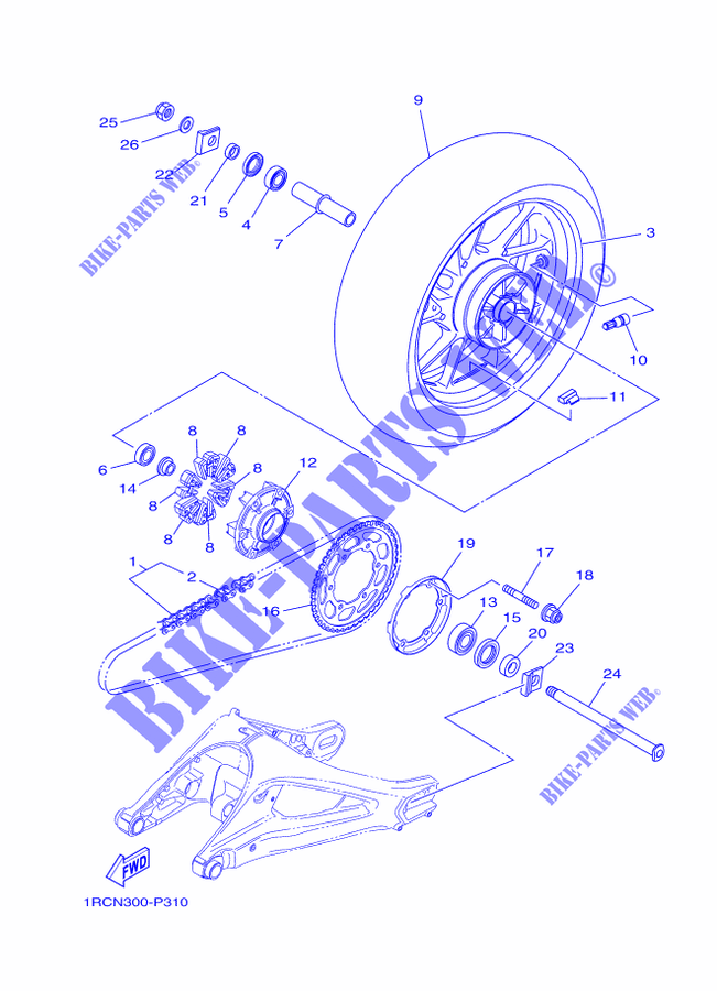 REAR WHEEL for Yamaha MT09A 2015