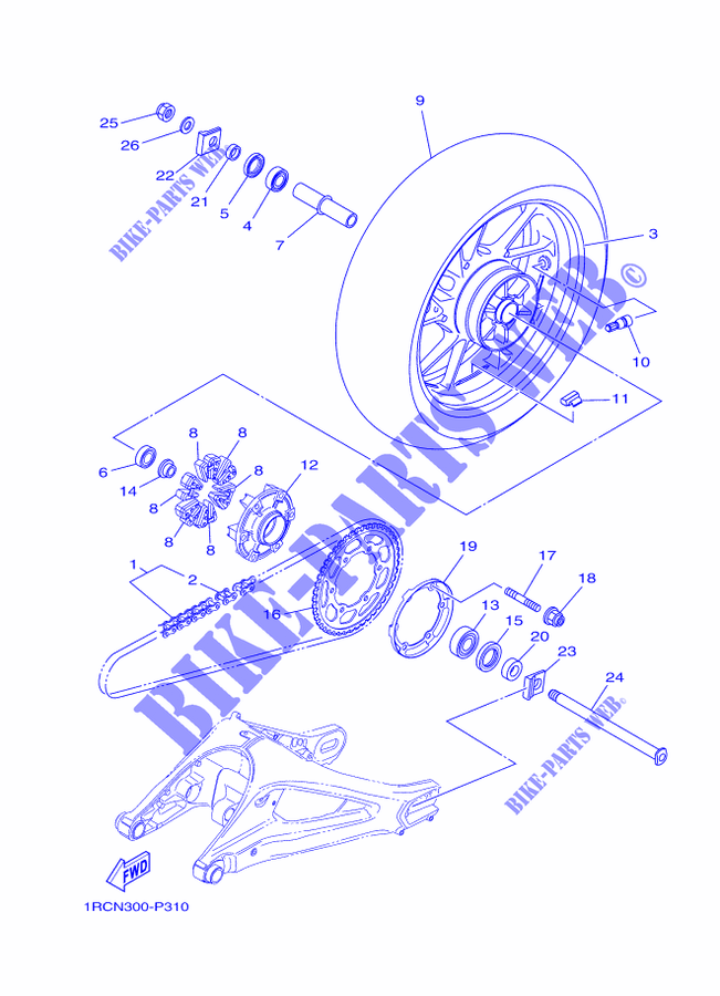 REAR WHEEL for Yamaha MT09A 2015