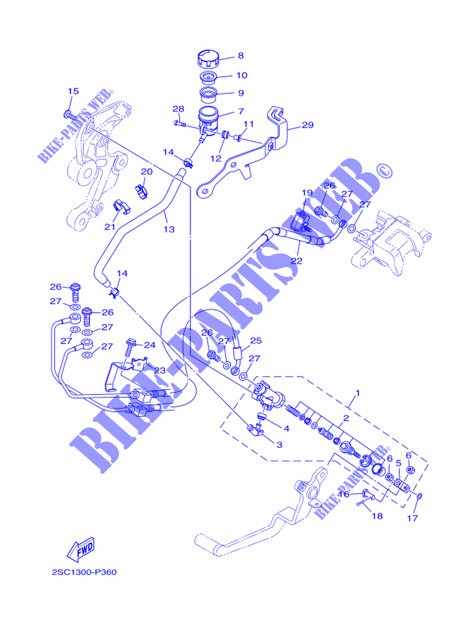REAR BRAKE MASTER CYLINDER for Yamaha MT-09 TRACER ABS 2015