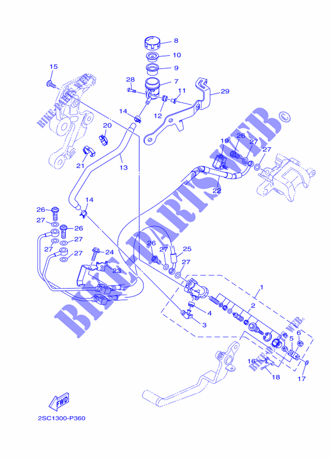 REAR BRAKE MASTER CYLINDER for Yamaha MT-09 TRACER ABS 2015