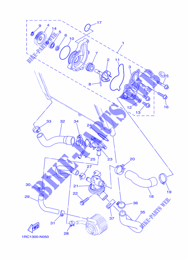 WATERPUMP / HOSES for Yamaha MT-09 TRACER ABS RACE BLUE 2015