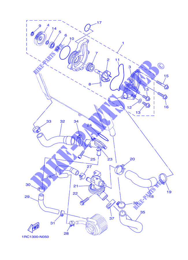 WATERPUMP / HOSES for Yamaha MT-09 TRACER ABS RACE BLUE 2015