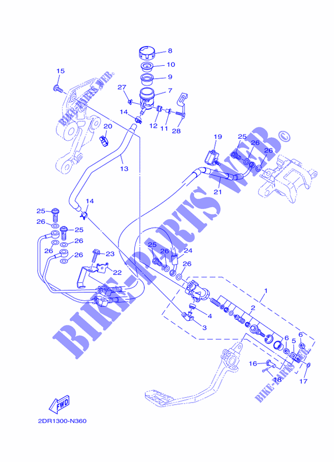 REAR BRAKE MASTER CYLINDER for Yamaha MT-09 ABS 2016