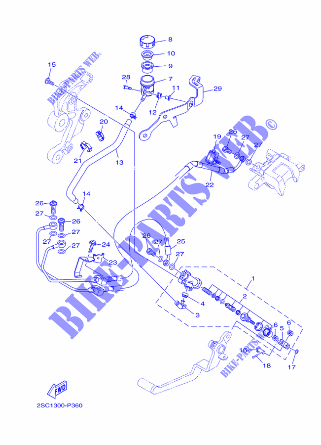 REAR BRAKE MASTER CYLINDER for Yamaha MT-09 TRACER ABS 2016