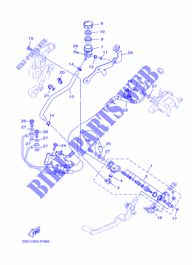REAR BRAKE MASTER CYLINDER for Yamaha MT-09 TRACER 2016