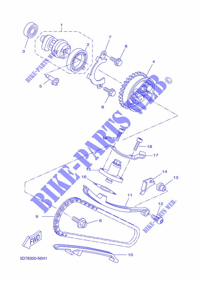 CAMSHAFT / TIMING CHAIN for Yamaha YZF-R 125 ABS RACE BLU 2015