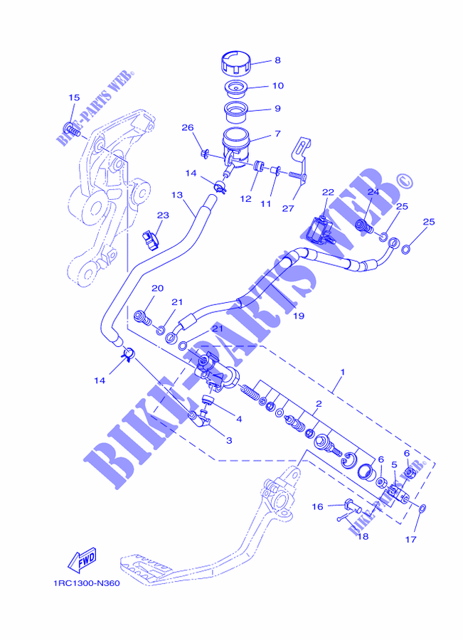 REAR BRAKE MASTER CYLINDER for Yamaha MT-09 2016