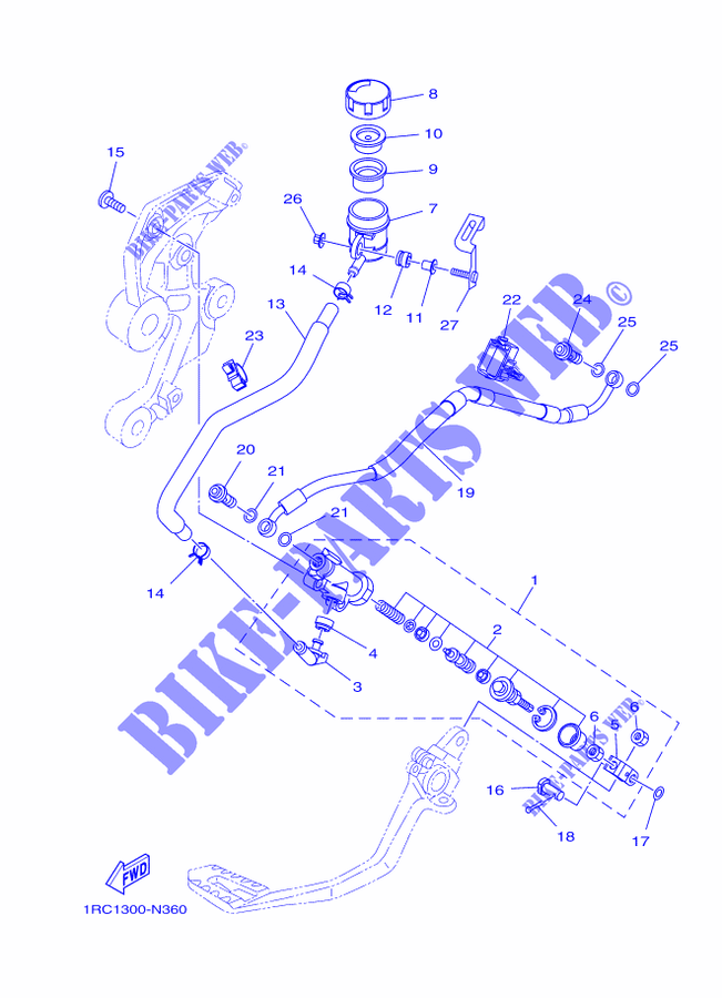 REAR BRAKE MASTER CYLINDER for Yamaha MT-09 2016