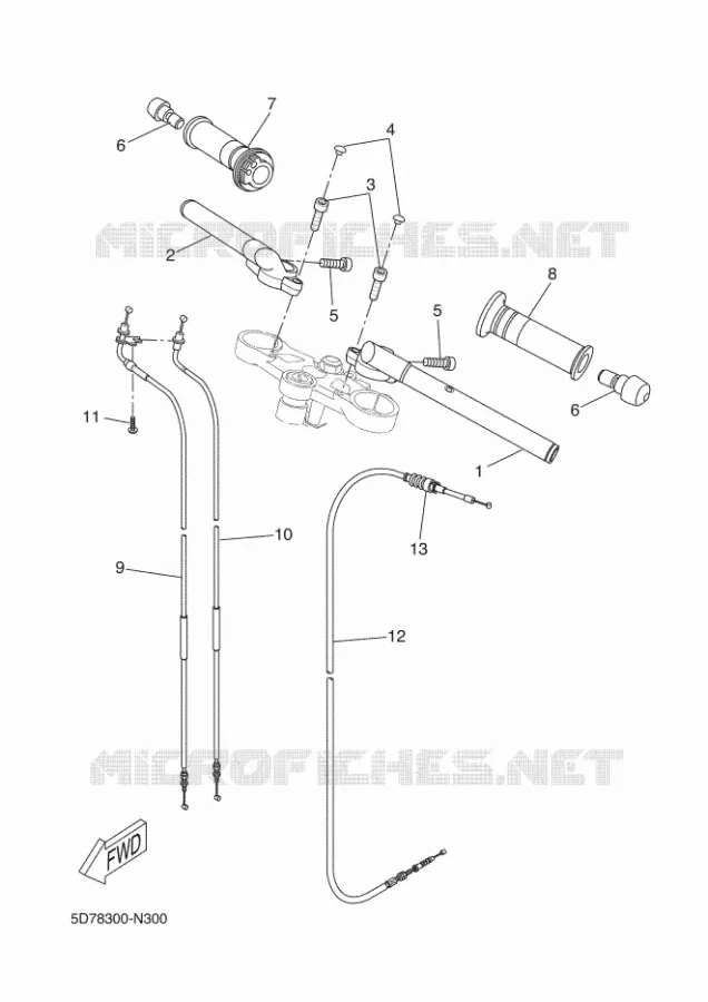 HANDLEBAR & CABLES Yamaha MOTO 125 2017 R125  YZF-R125A