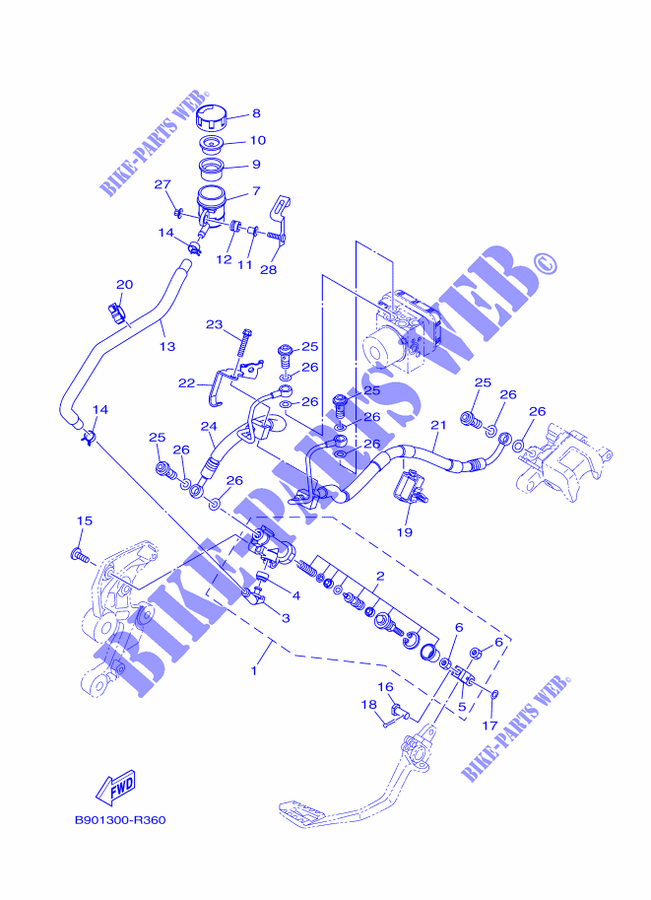 REAR BRAKE MASTER CYLINDER for Yamaha XSR 900 2016
