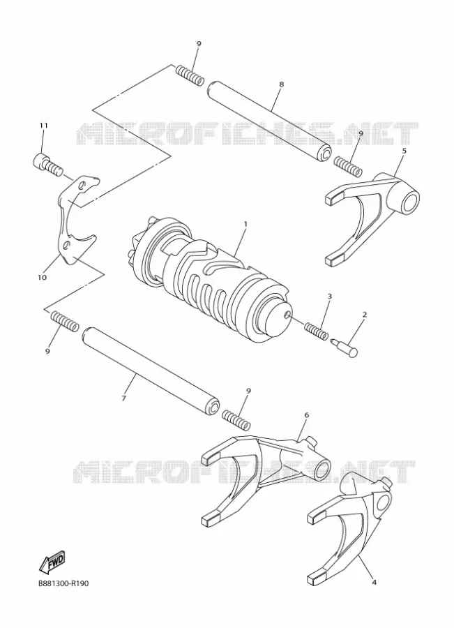GEAR SHIFT SELECTOR DRUM / FORKS Yamaha MOTO 1300 2016 FJR  FJR1300-A