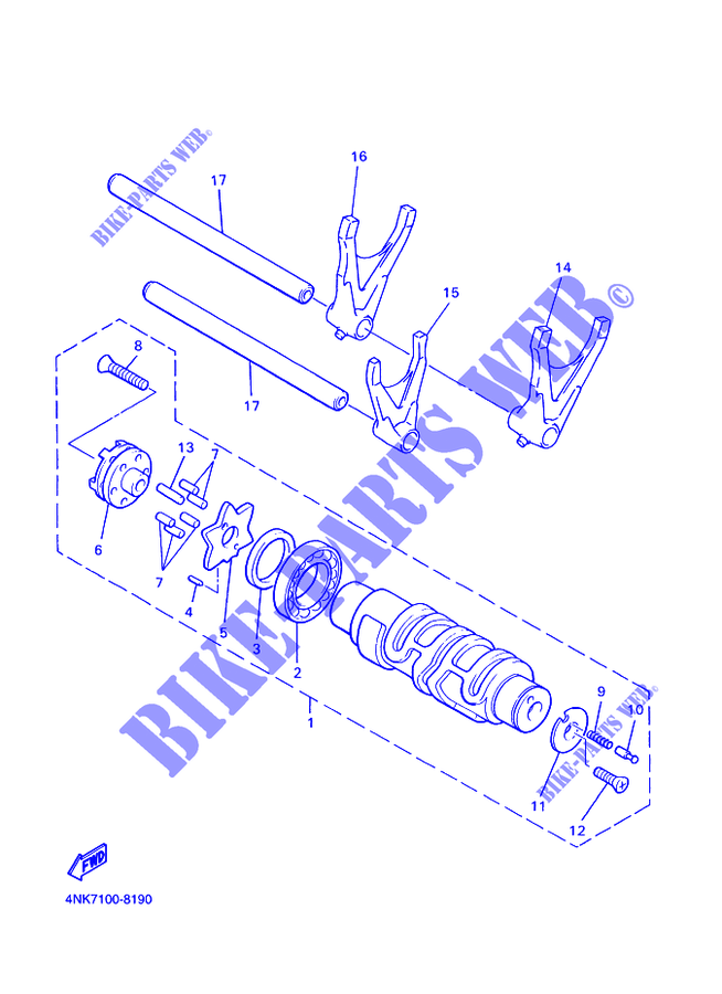 GEAR SHIFT SELECTOR DRUM / FORKS for Yamaha XVZ13TF 2000