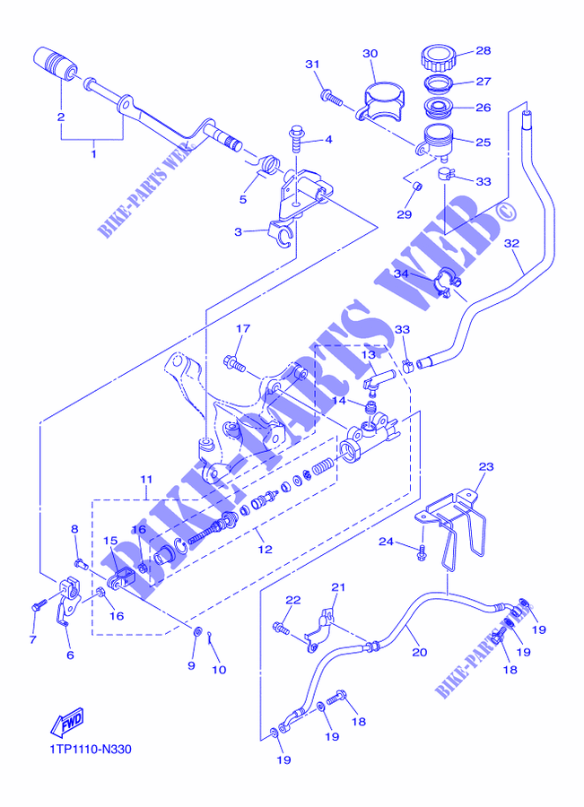 REAR BRAKE MASTER CYLINDER for Yamaha XV 950 R BOLT 2014