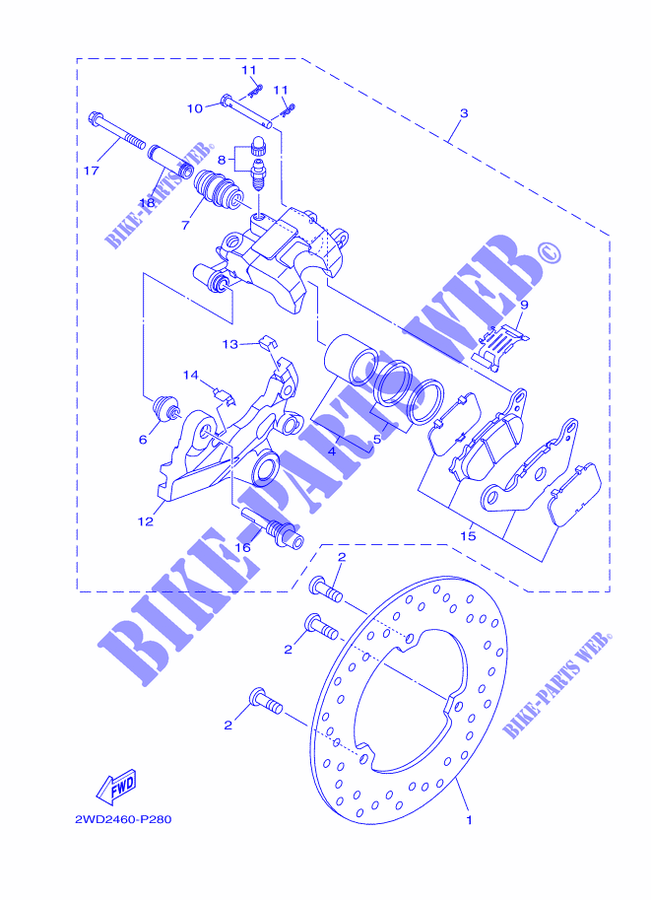REAR BRAKE CALIPER for Yamaha MT-25 ABS 2018