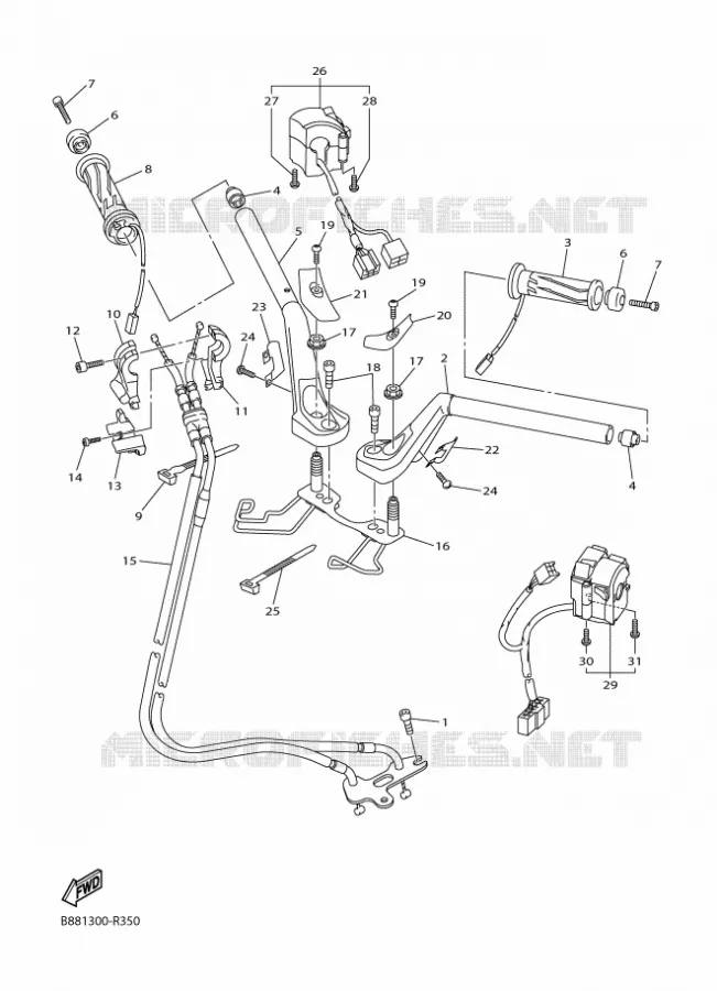 HANDLEBAR & CABLES Yamaha MOTO 1300 2018 FJR AE  FJR1300-AE