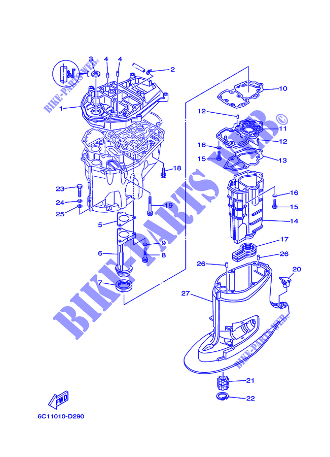 UPPER CASING for Yamaha FT50G High Thrust, Electric Starter, Remote Control, Power Trim & Tilt, Shaft 20
