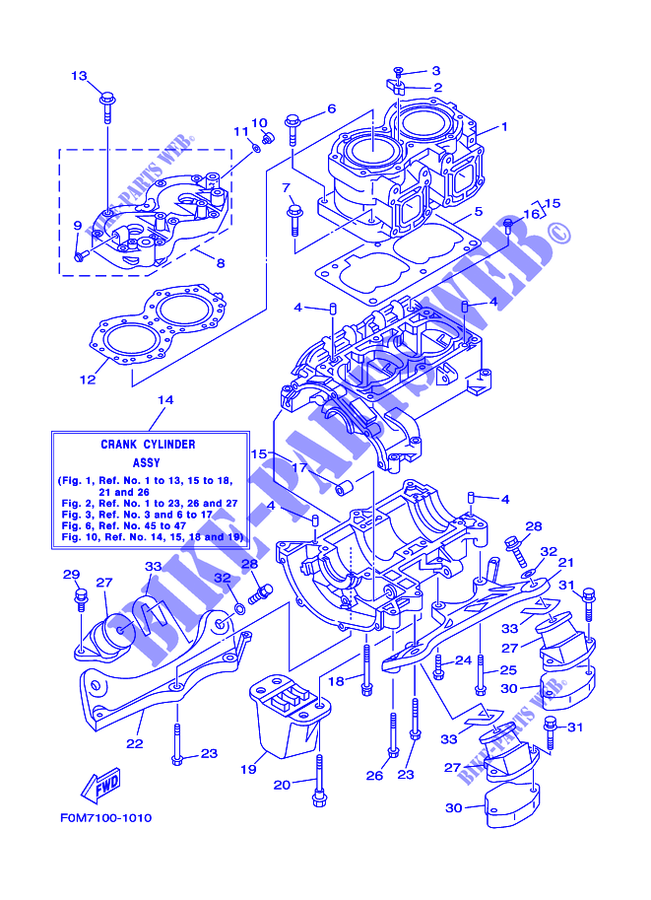 CYLINDER / CRANKCASE for Yamaha XL700Z 2001