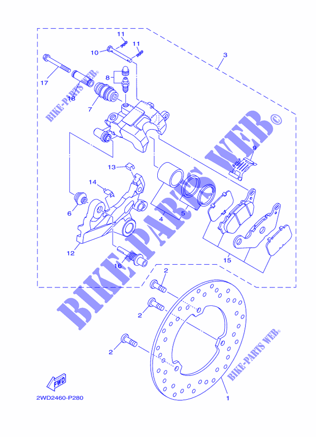 REAR BRAKE CALIPER for Yamaha MT-25 2020