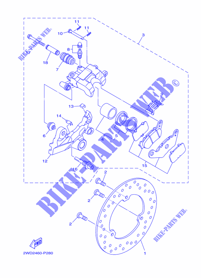 REAR BRAKE CALIPER for Yamaha MT-03 2020