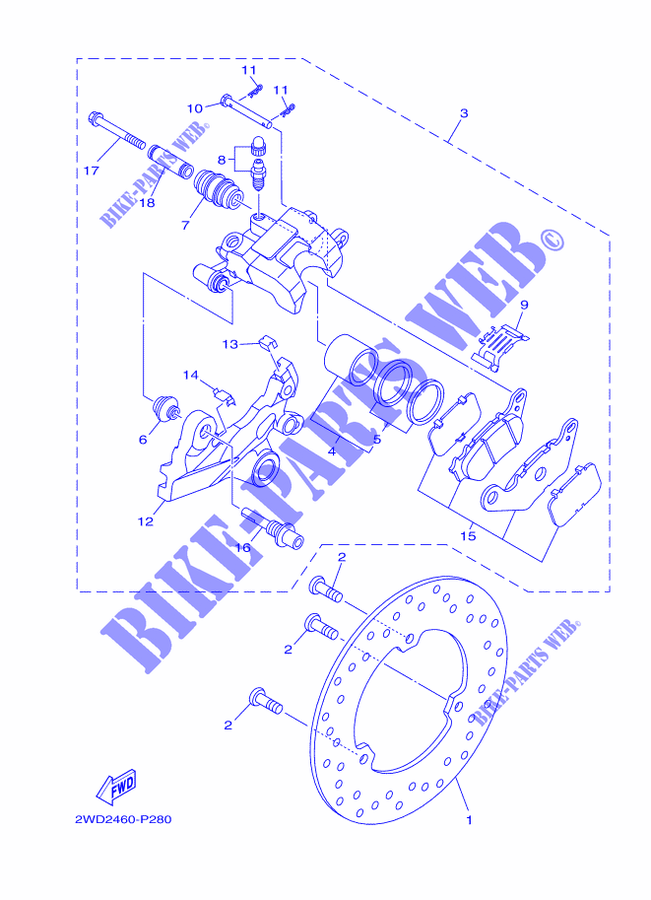 REAR BRAKE CALIPER for Yamaha MT-03 2020