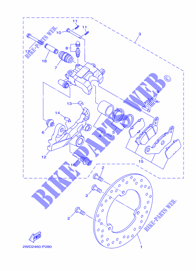 REAR BRAKE CALIPER for Yamaha MT-25 2021