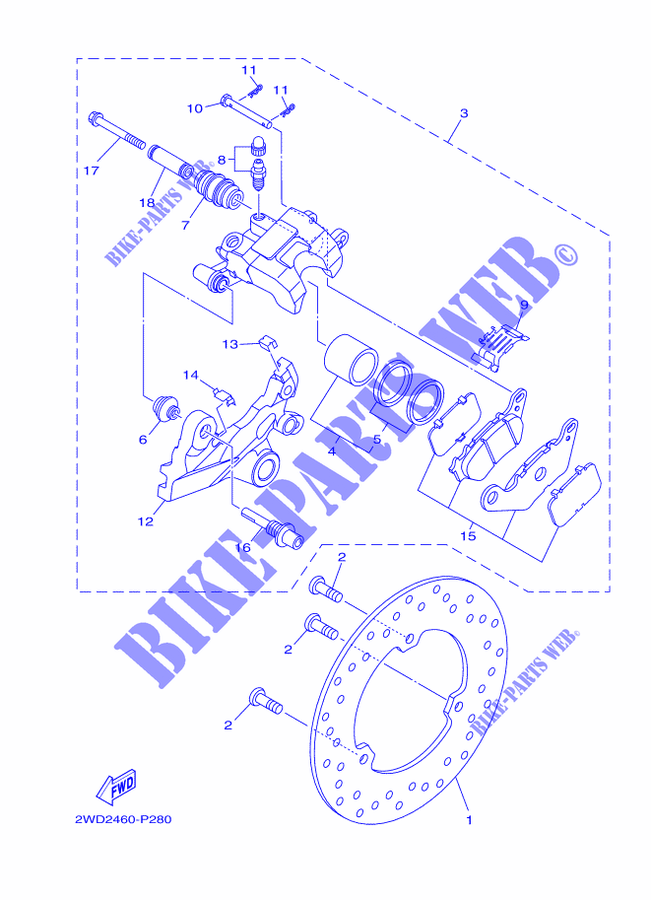 REAR BRAKE CALIPER for Yamaha MT-03 2022