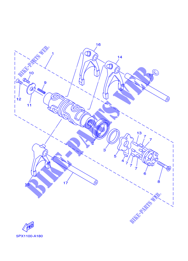 GEAR SHIFT SELECTOR DRUM / FORK for Yamaha MT01 2007
