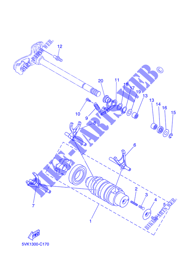 GEAR SHIFT SELECTOR DRUM / FORK for Yamaha MT03 2006