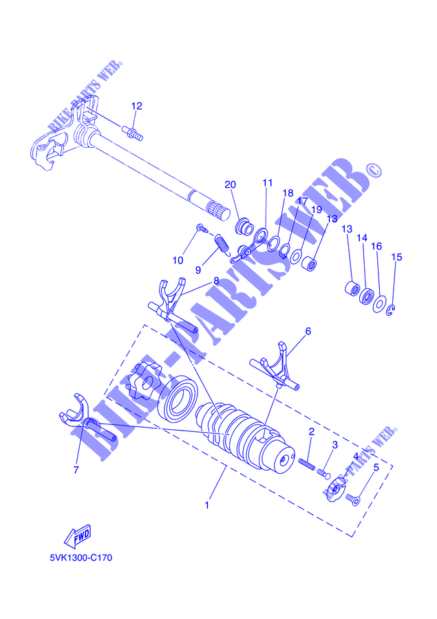 GEAR SHIFT SELECTOR DRUM / FORKS for Yamaha MT03 2006