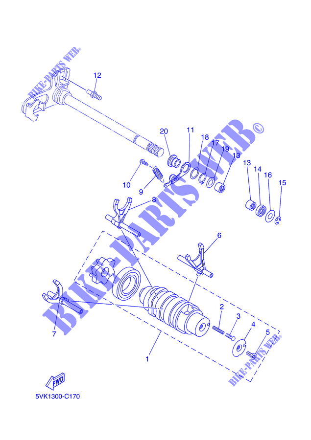 GEAR SHIFT SELECTOR DRUM / FORK for Yamaha MT03 2007